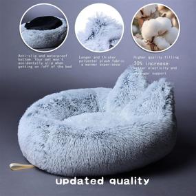 img 2 attached to 🐇 Lazy Rabbit Upgrade Cat Bed: Fluffy Self-Warming Cushion for Indoor Cats and Small Dogs - Non-Slip, Machine Washable, Gradual Gray Color (24 inch)