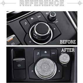img 3 attached to Enhance Your Mazda's Interior with 1797 Compatible Multimedia Crystal Silver Volume Knobs Caps Decals Stickers 🔊 - Bling Accessories for 3 6 CX3 CX5 CX9 2016-2021 - Women Men's Stylish Inside Decor: 2 Pack