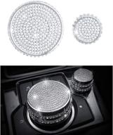 enhance your mazda's interior with 1797 compatible multimedia crystal silver volume knobs caps decals stickers 🔊 - bling accessories for 3 6 cx3 cx5 cx9 2016-2021 - women men's stylish inside decor: 2 pack logo