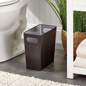 img 3 attached to Stylish And Functional MDesign Stainless Steel Rectangle Trash Can With Handles, Perfect For Any Room In The House