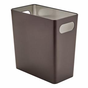 img 4 attached to Stylish And Functional MDesign Stainless Steel Rectangle Trash Can With Handles, Perfect For Any Room In The House