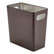 stylish and functional mdesign stainless steel rectangle trash can with handles, perfect for any room in the house logo