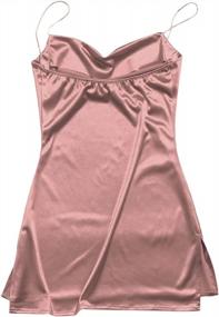 img 2 attached to Women'S Satin Dress: ZAFUL Cowl Neck Slips Side Slit Cocktail Party Silk Mini Cami Dresses