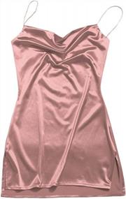 img 3 attached to Women'S Satin Dress: ZAFUL Cowl Neck Slips Side Slit Cocktail Party Silk Mini Cami Dresses