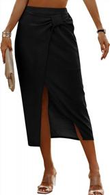 img 4 attached to Angashion Women'S Midi Skirt, Solid High Waist Workwear Side Zipper With Bow Tie Front Split Beach Skirt