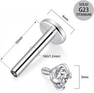 gagabody titanium lip & cartilage studs w/ cz & opal accents: internally threaded, 16g 6/8/10mm sizes available logo