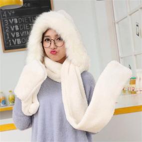 img 1 attached to 🧤 Stay Warm and Stylish with Siamese Hoodie Gloves Earflap - Essential Winter Women's Accessories in Scarves & Wraps