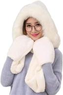 🧤 stay warm and stylish with siamese hoodie gloves earflap - essential winter women's accessories in scarves & wraps логотип