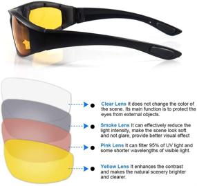img 1 attached to 3 Pair Motorcycle Riding Glasses Padding Goggles UV Protection Dustproof WindproofMotorcycle Sunglasses With Yellow Lens For Outdoor Sports Actives