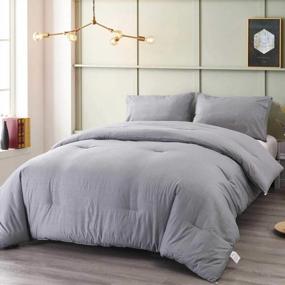 img 2 attached to Seersucker Queen Comforter Set 3PC All Season Reversible Down Alternative Quilted Duvet Insert , Microfiber Filling, Luxury Hotel Quality Bedding Sets In A Bag, Size 90 Inch, Grey Gray