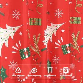 img 3 attached to Red Christmas Trees Fabric Shower Curtain 72 X 72 For Bathroom Decor, Waterproof Pine Curtains With Hooks.