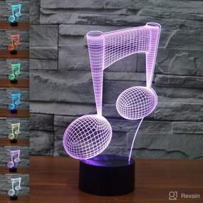 img 4 attached to 🎵 3D Modern Musical Note LED Lamp: Abstractive Optical Illusion Night Light, 7 Color Change, Touch Switch USB - Perfect for Child Boys!