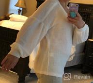 img 1 attached to Oversized Waffle Knit Sheer V-Neck Tunic Tops With Balloon Sleeves For Women'S Casual Wear: Loose Sweaters, Sweatshirts, And Blouses review by Dan Worku