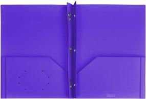 img 3 attached to Папки Ultra Pro с 2 карманами, застежками с 3 зубцами и прозрачным внешним карманом фиолетового цвета (упаковка из 10 шт.)