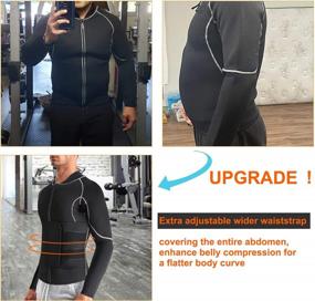 img 2 attached to Men'S Hot Sweat Body Shaper Sauna Suit Jacket With Waist Trainer For Weight Loss, Zipper Closure, Long Sleeve Workout Tank Tops By TAILONG