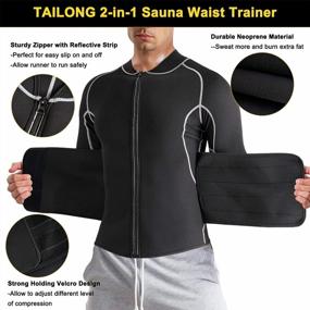 img 1 attached to Men'S Hot Sweat Body Shaper Sauna Suit Jacket With Waist Trainer For Weight Loss, Zipper Closure, Long Sleeve Workout Tank Tops By TAILONG
