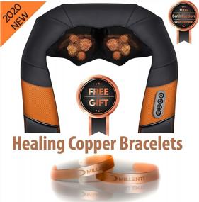 img 3 attached to Millenti Shiatsu Back Neck Massager With Heat & Magnetic Healing Copper Bracelets - Pain Relief Deep Tissue 3D Kneading Shoulder Massagers - Gift For Mom Up To 5.8” Tall - Home Office Car Use, CHBNSM