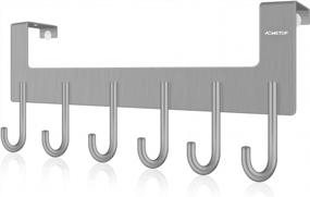 img 4 attached to Get Organized With ACMETOP Heavy-Duty Over The Door Hooks - 6 Hooks For Hanging Coats, Towels, Bags, And More In Brushed Aluminum Finish (Matte Grey 1Pcs)