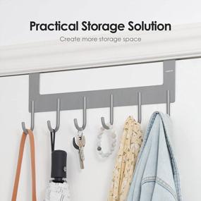 img 3 attached to Get Organized With ACMETOP Heavy-Duty Over The Door Hooks - 6 Hooks For Hanging Coats, Towels, Bags, And More In Brushed Aluminum Finish (Matte Grey 1Pcs)