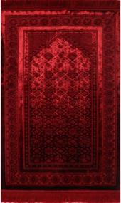 img 3 attached to Soft Plush Turkish Velvet Prayer Rug With Luxury Floral Stamp - Perfect Ramadan & Eid Gift For Men And Women, Including Prayer Beads And Solid Red Design