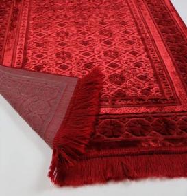 img 2 attached to Soft Plush Turkish Velvet Prayer Rug With Luxury Floral Stamp - Perfect Ramadan & Eid Gift For Men And Women, Including Prayer Beads And Solid Red Design
