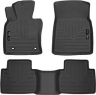 🐾 husky liners weatherbeater series: front & 2nd seat floor liners - black, 95731, 2018-2022 toyota camry (non-hybrid models) - ultimate protection - set of 3 logo