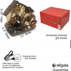 img 2 attached to Вертеп Allgala Holy Polyresin: световой, музыкальный и коллекционный с двойным источником питания - идеально подходит для рождественского декора