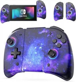 img 4 attached to NexiGo Joypad Controller With No Deadzone, Vibration, Turbo, Mapping, And LED Light - Compatible With Nintendo Switch And Switch OLED - Replacement Joypad For Switch - Cosmic Nebula Design