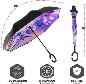 img 1 attached to Innovative C-Shaped Handle Inverted Umbrella - Windproof, Waterproof, And Anti-UV For Men And Women By SIEPASA