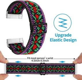 img 3 attached to 🌈 Limque Stretch Watch Bands: Elastic Replacement Wristband for Fitbit Versa 3/Sense, Soft Adjustable Fit - Red/Green - Men & Women