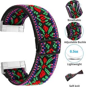 img 2 attached to 🌈 Limque Stretch Watch Bands: Elastic Replacement Wristband for Fitbit Versa 3/Sense, Soft Adjustable Fit - Red/Green - Men & Women