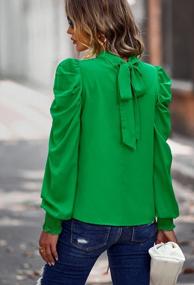 img 2 attached to Stylish Womens Casual Tops With Lantern Sleeves And Self-Tie Detailing - Solid Tunic Blouses For Fashionable Fall 2022 Outfits