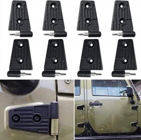 img 4 attached to Door Hinge Kit For Jeep Wrangler Unlimited Rubicon Sahara Sports Accessories 2007-2018 JK JKU 4-Door - Heavy Duty Aluminum Alloy - 8 Piece Black - BESTAOO