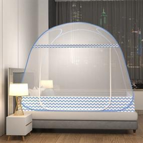 img 2 attached to Foldable Mosquito Net Tent Canopy For Bedroom Decor - CdyBox (Blue, 1.2X2.0M)