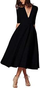 img 1 attached to Ayliss Women Elegant Swing Dress Plunge Neck Half Sleeve Party Maxi Dress With Pockets