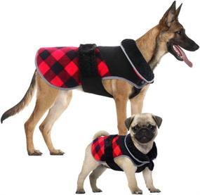 img 4 attached to 🐶 Kuoser British Style Plaid Fleece Dog Winter Coat - Warm Christmas Clothes, Reflective Reversible Cold Weather Dog Jacket - Windproof & Cozy Dog Vest for Small Medium Large Dogs