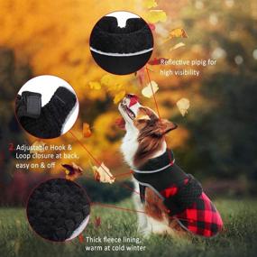 img 1 attached to 🐶 Kuoser British Style Plaid Fleece Dog Winter Coat - Warm Christmas Clothes, Reflective Reversible Cold Weather Dog Jacket - Windproof & Cozy Dog Vest for Small Medium Large Dogs