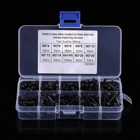 img 1 attached to 280 Piece Grade 12.9 Alloy Steel M3 Hex Socket Cover Head Bolt Screw Nut Assortment Kit with Storage Box - Includes Lengths 4mm, 5mm, 6mm, 8mm, 10mm, 12mm, 16mm, 20mm, and 25mm