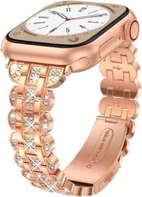 img 3 attached to Sparkle And Shine: Get Glamorous With Goton'S Diamond Rhinestone Metal Strap For Apple Watch Series 1-8 In Rose Gold