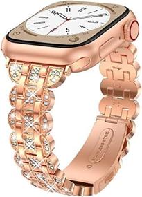 img 2 attached to Sparkle And Shine: Get Glamorous With Goton'S Diamond Rhinestone Metal Strap For Apple Watch Series 1-8 In Rose Gold