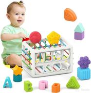 🧩 montessori toys for 1 year old - mozyjigao upgrade baby shape sorter toys with elastic bands for sensory shape building blocks - fine motor skills development - toddler toys age 2 - baby toys for 18+ months - gifts for boys and girls logo