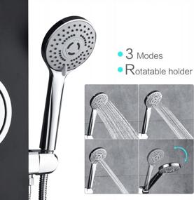 img 1 attached to 🚿 ROVOGO Stainless Steel Rainfall Shower Panel Tower System: Ultimate Shower Experience with Overhead Shower, Body Massage Sprays, Handheld, and Temperature Display, Black