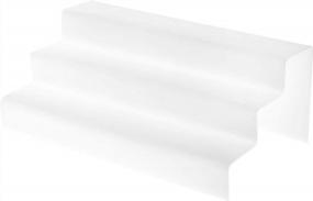img 1 attached to Plymor Frosted Acrylic 3-Step Solid Back Display Stairs, 6" H X 16" W X 9.5" D