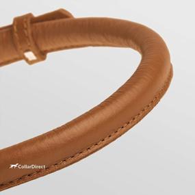 img 3 attached to CollarDirect Rolled Leather Dog Collar, Soft Padded Round Puppy Collar With Handmade Genuine Leather - Small To Large Cat & Dog Collars In 13 Colors (14-16 Inch, Brown Textured)