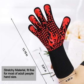 img 2 attached to 1472°F Heat Resistant BBQ Gloves By Comsmart - Non-Slip Silicone Oven & Grilling Mitts For Barbecue, Cooking, Baking & Cutting