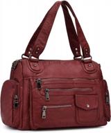 washed leather tote purses with multiple pockets - ideal functional shoulder bags for women by baigio logo