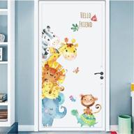 🦁 hiluck wall door stickers decals decoration: cartoon cute animals tree, giraffe, horse, lion, elephant, turtle, monkey, deer. jungle safari woodland. removable for children boy girl kids baby bedroom wardrobe. nursery wall decor логотип