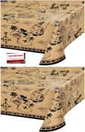 🏴 (2 pack) pirate ship treasure map birthday plastic table cover 54 x 102 inches: party planning checklist included! logo