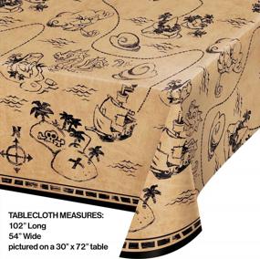 img 2 attached to 🏴 (2 Pack) Pirate Ship Treasure Map Birthday Plastic Table Cover 54 X 102 Inches: Party Planning Checklist Included!