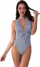 img 3 attached to YOLIPULI Womens Flounce Off-Shoulder One-Piece Swimsuits : Solid Color Swimwear Ruffles Beach Bathing Suit